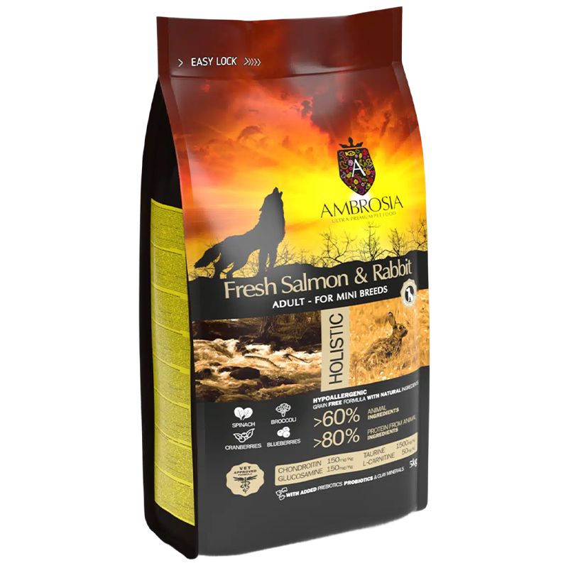 Ambrosia Adult Mini Breeds Fresh Salmon & Rabbit 5 kg