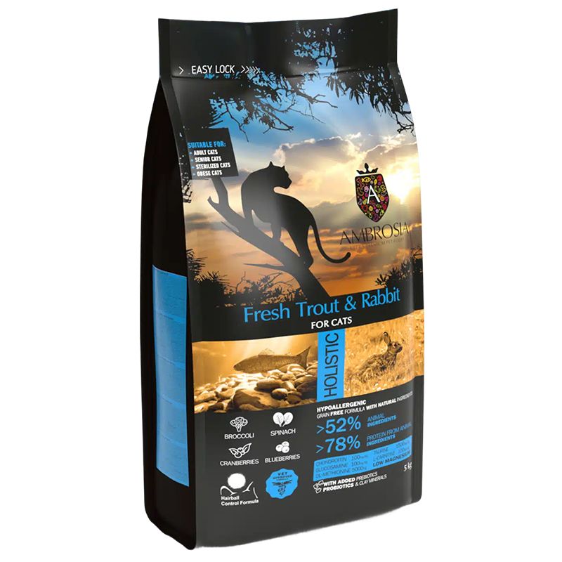 Ambrosia Senior, Light & Sterilized Cat, Fresh Trout & Rabbit 5 kg
