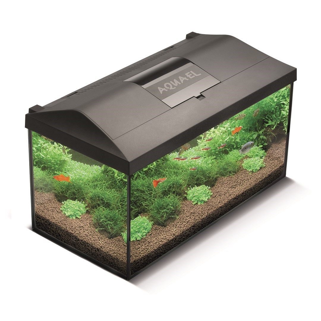 Akvarij 54l+oprema – Aquael Leddy PLU 60 D&N crni - poklopac, rasvjeta, filter, grijač