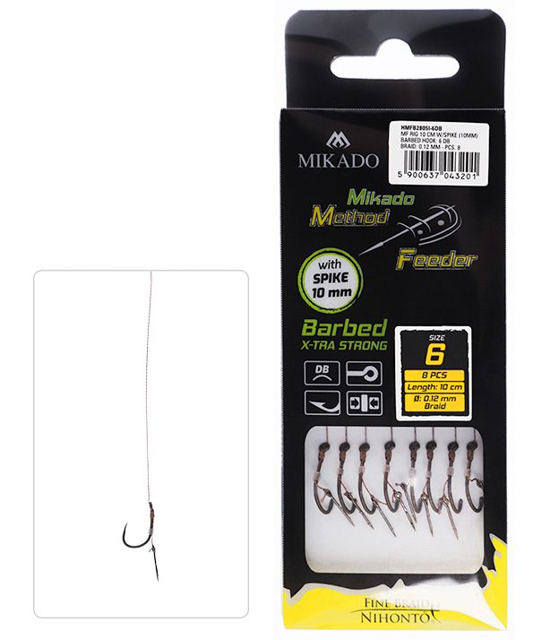 Mikado MF RIG / with spike / barbed hook 6 DB / braid 0.12mm/10cm - 8x