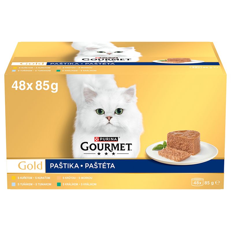 Gourmet GOLD Multipack paštete piletina, purica, kunić, tuna 48 x 85 g