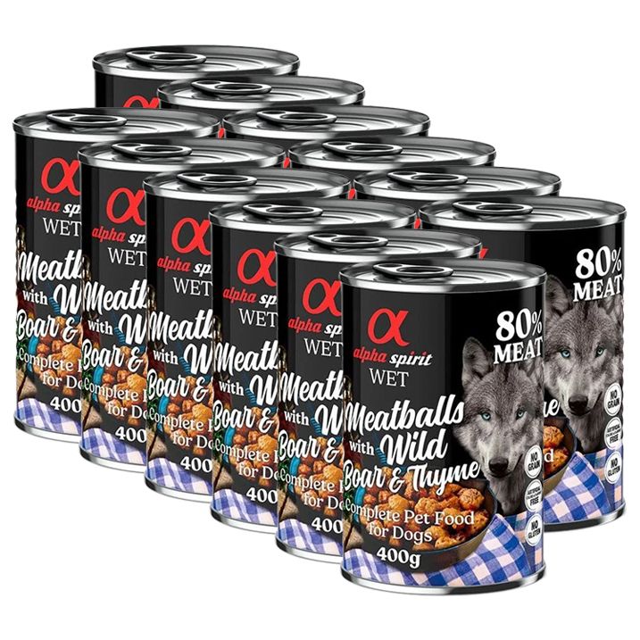 Alpha Spirit Meatballs - Divlja svinja s timijanom 12 x 400 g