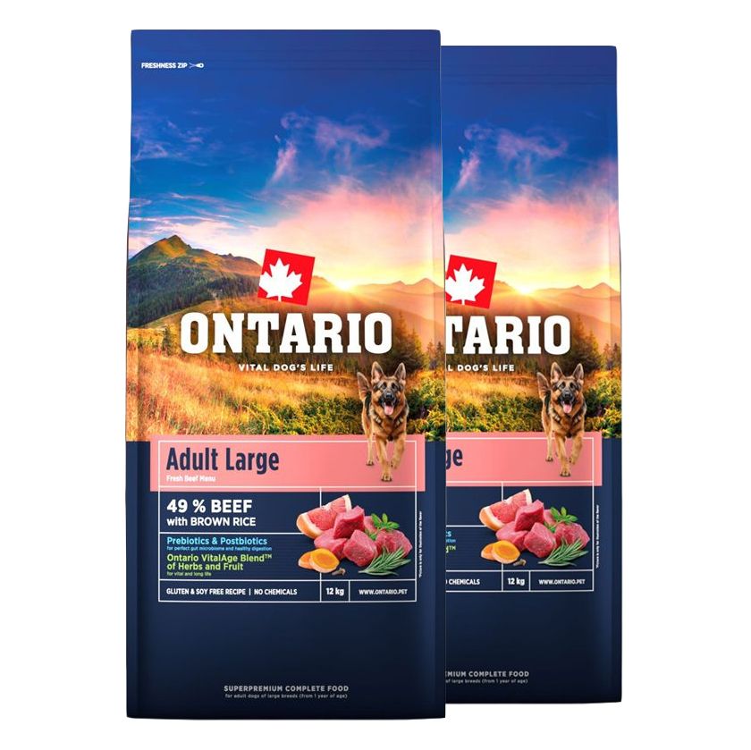Ontario Adult Large Beef & Brown Rice 2 x 12 kg