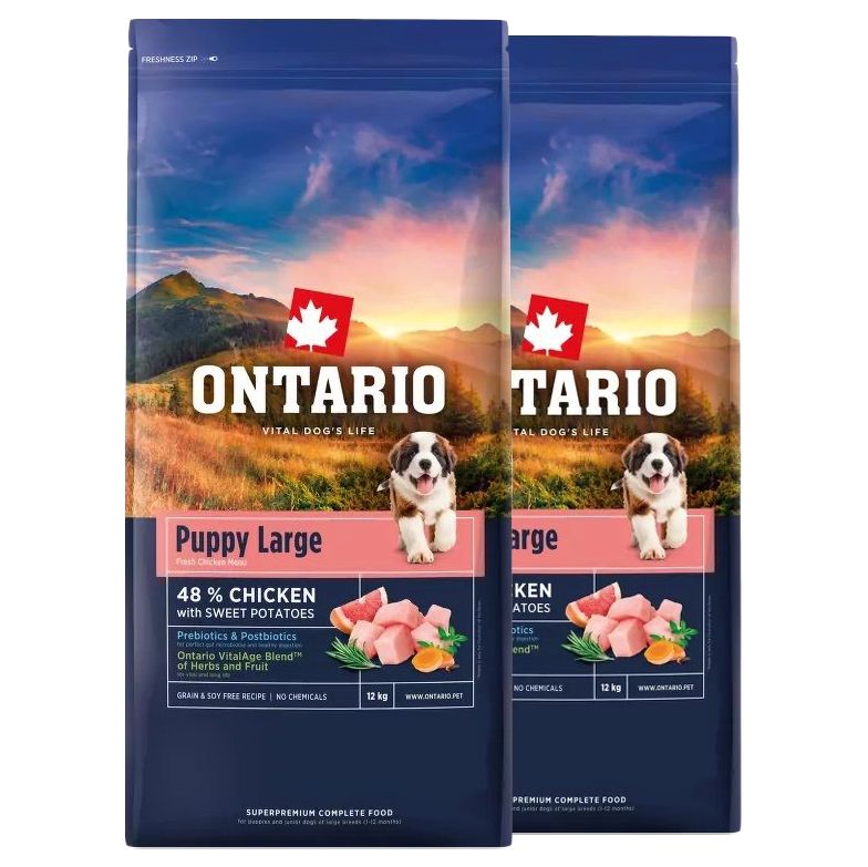 Ontario Puppy Large Chicken & Sweet Potatoes 2 x 12 kg