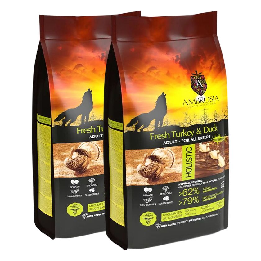 Ambrosia Adult All Breeds Fresh Turkey & Duck 2 x 12 kg