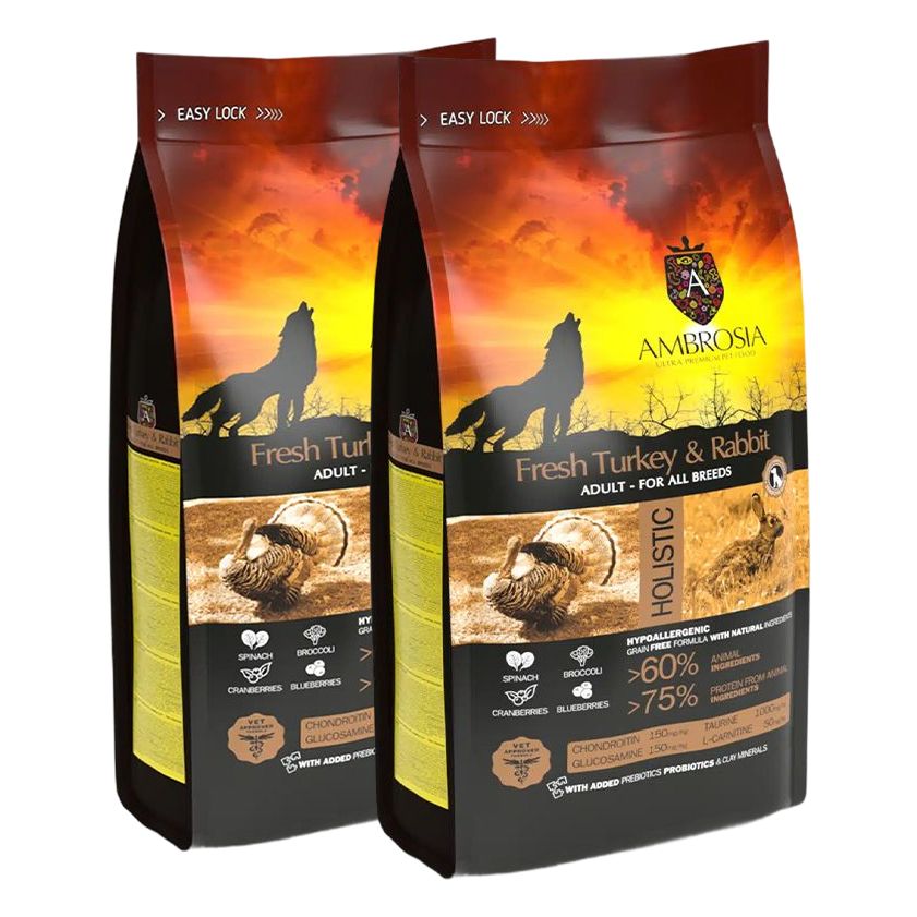 Ambrosia Adult All Breeds Fresh Turkey & Rabbit 2 x 12 kg