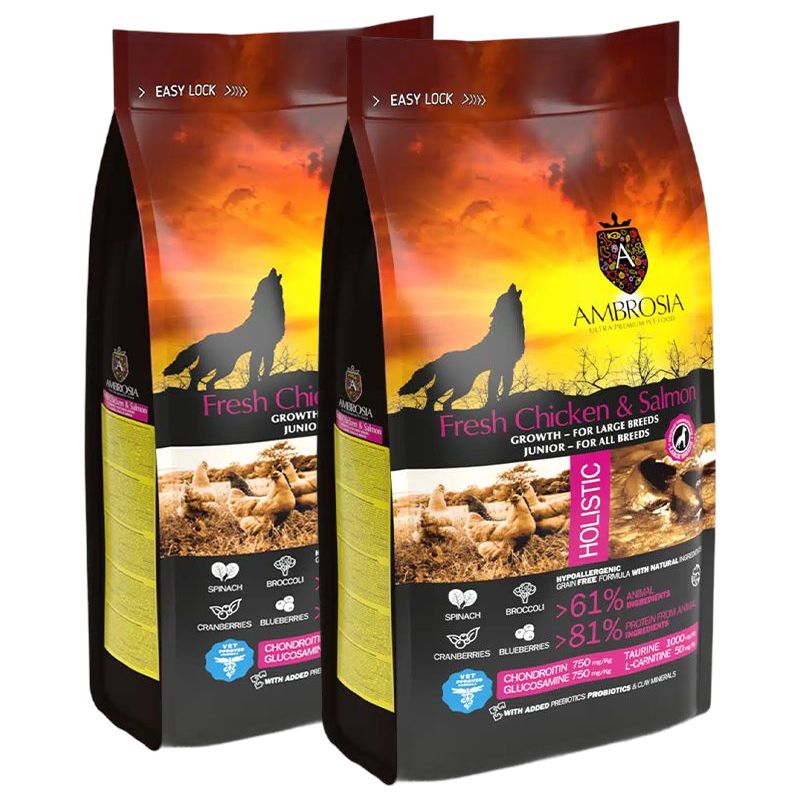 Ambrosia Puppy & Growth Large Breeds Chicken & Salmon 2 x 12 kg