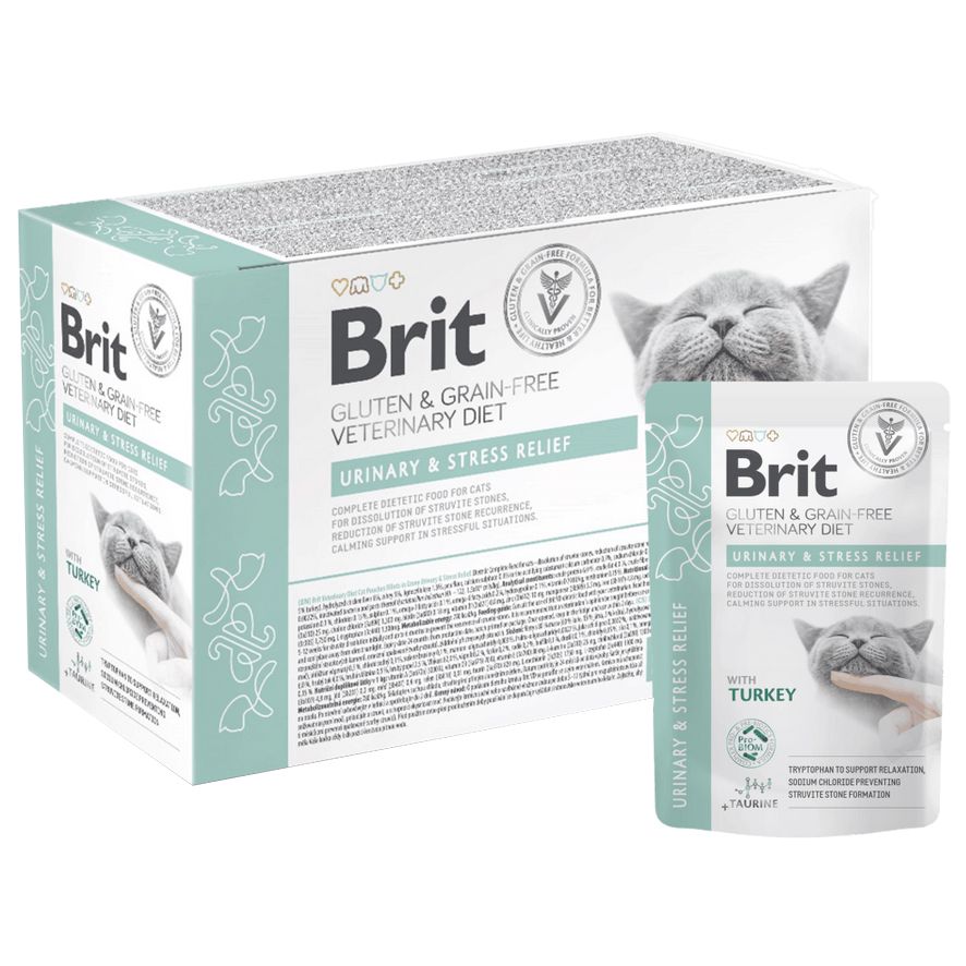 Brit Cat Gluten & Grain-Free Veterinary Diet Urinary & Stress Relief vrečice, 12 x 85 g