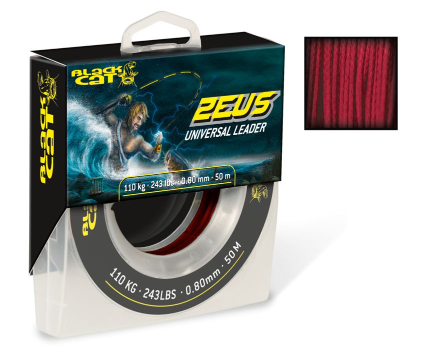 Black Cat ZEUS Universal Leader 50m 0.80mm/110kg Red
