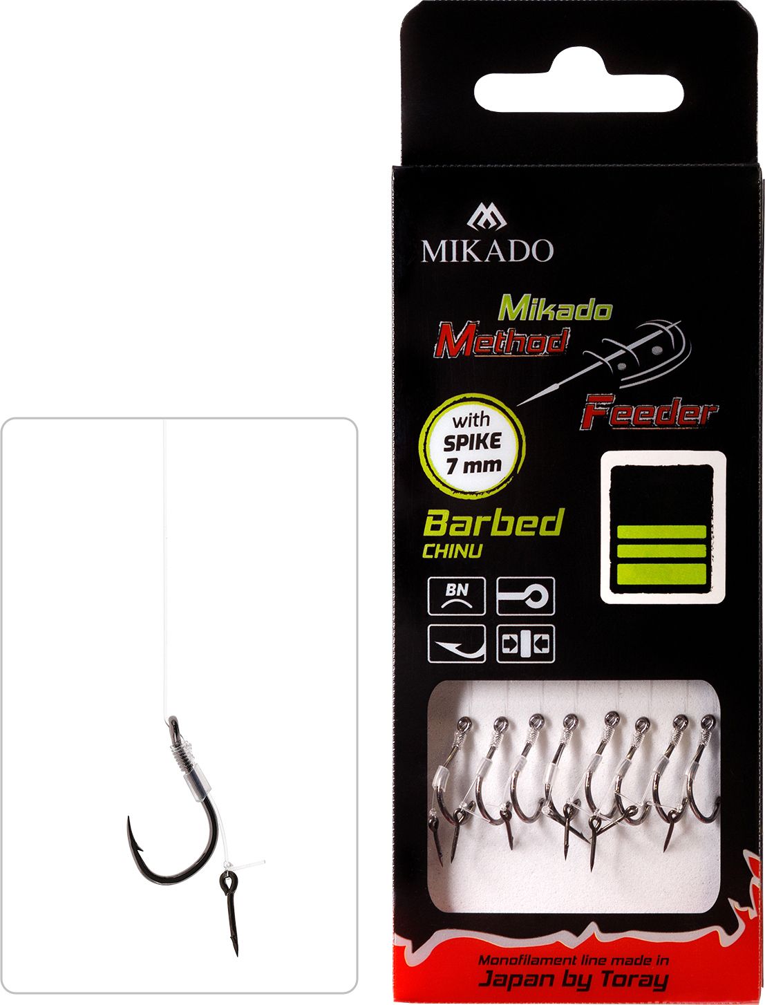 Mikado MF RIG / with spike / barbed hook 6 DB / mono 0.28mm/10cm - 8x