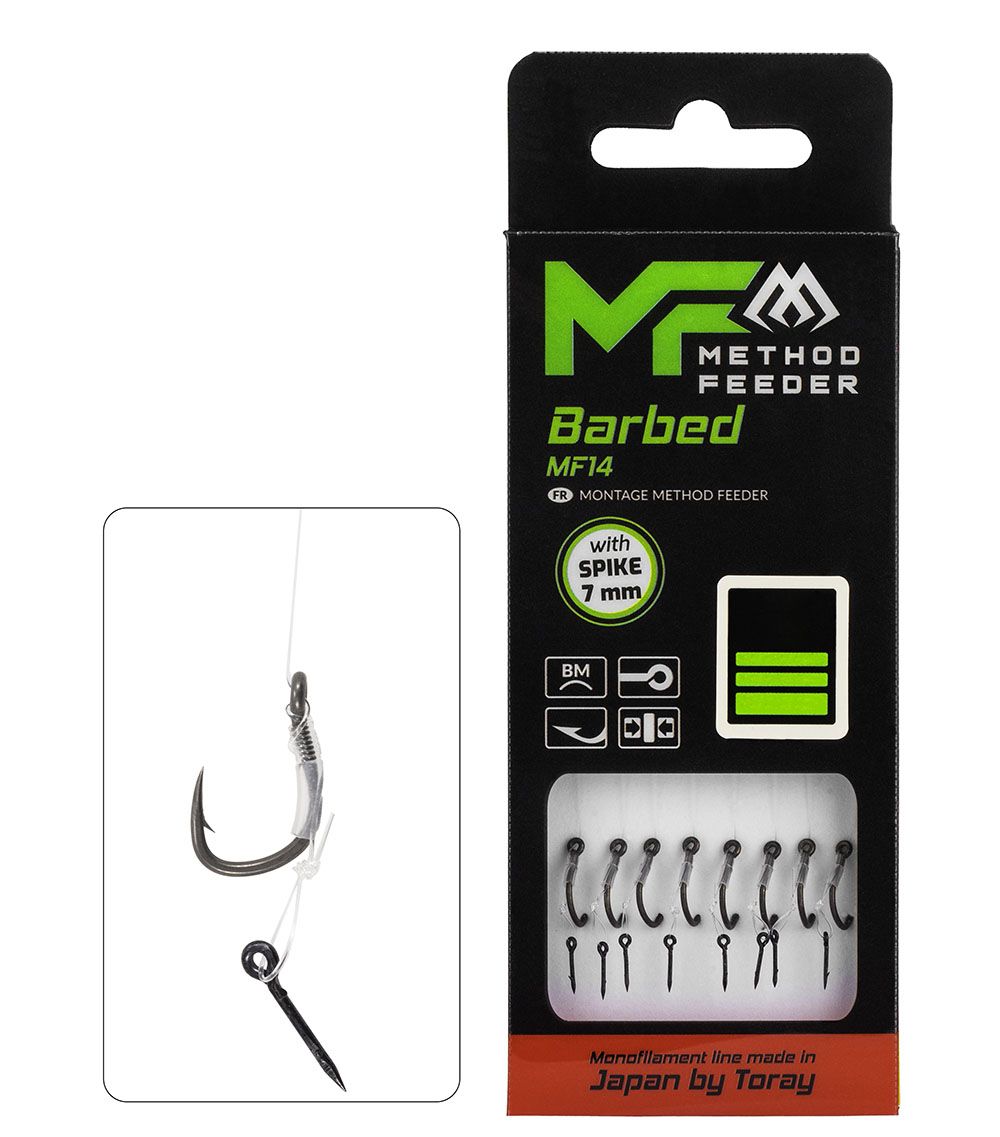 Mikado MF RIG / MF14 with spike / barbed hook 12 DB / mono 0.20mm/10cm - 8x