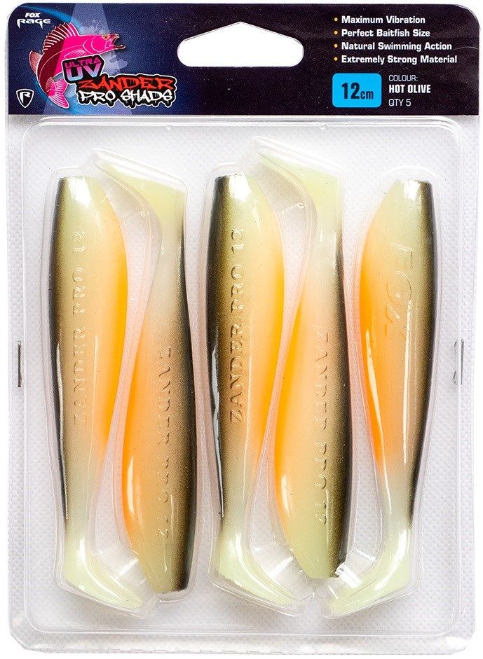 Fox Rage Ultra UV Zander Pro Shad 10cm HOT OLIVE 5x