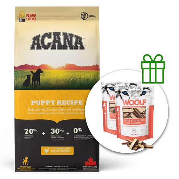Acana Puppy Recipe 11,4 kg + 2x poslastice GRATIS