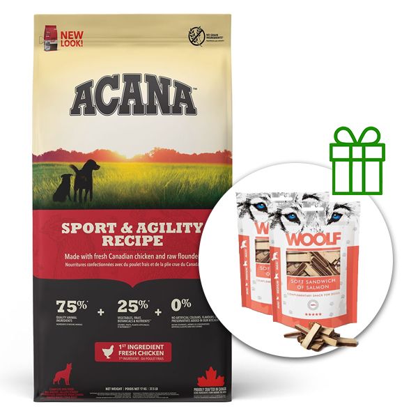 Acana Sport & Agility Recipe 11,4 kg + 2x poslastice GRATIS