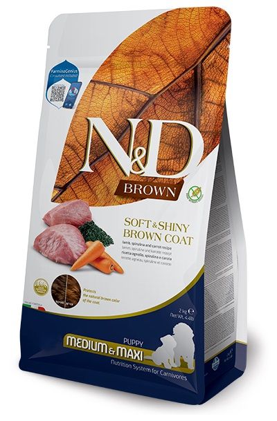 Farmina N&D dog BROWN (GF) puppy medium & maxi lamb, spirulina & carrot 2 kg