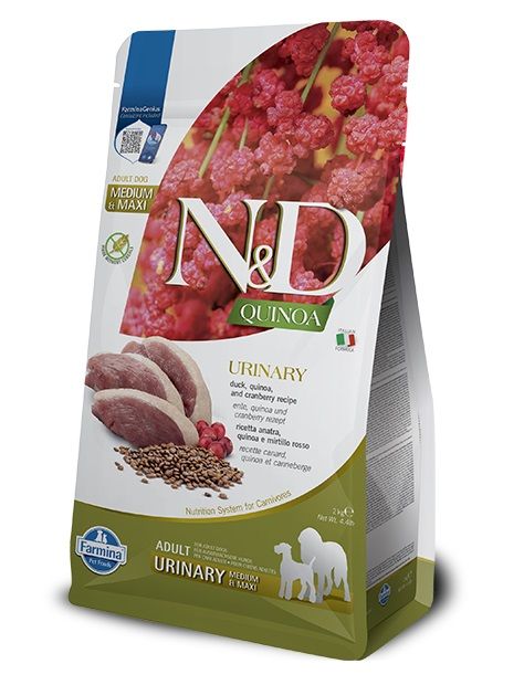 Farmina N&D dog GF QUINOA Medium & Maxi Urinary, Duck & Cranberry 7 kg