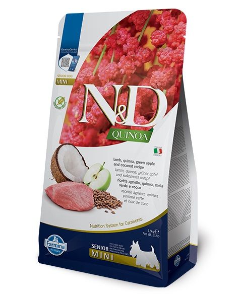 Farmina N&D dog GF QUINOA Senior Mini Lamb, Green Apple & Coconut 5 kg