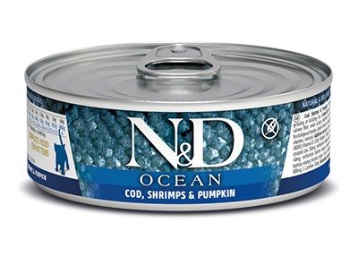 Farmina N&D cat OCEAN kitten cod, shrimps & pumpkin konzerva 70 g