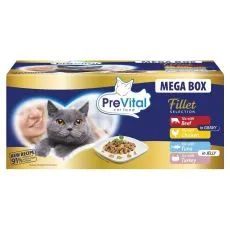 PreVital MEGA BOX vrečice govedina/piletina/puretina/tuna 40 x 85 g