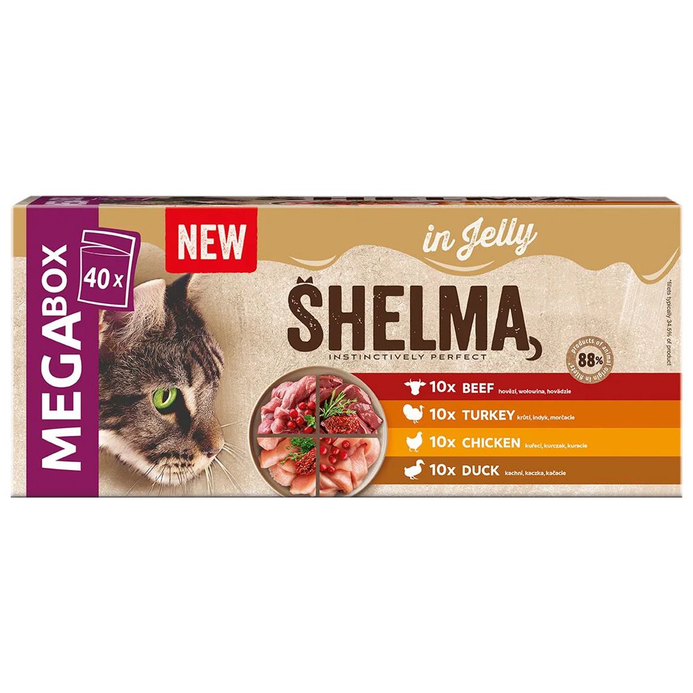 Shelma Cat vrečice 4 vrste mesa u želeu MEGA BOX 40 x 85 g