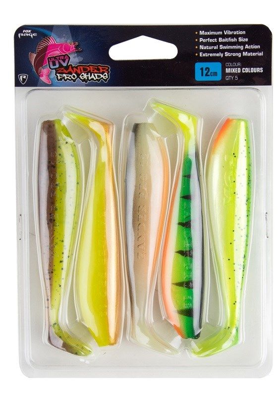 Fox Rage Zander Pro Shad Mixed UV Colour Pack 7.5cm 5x