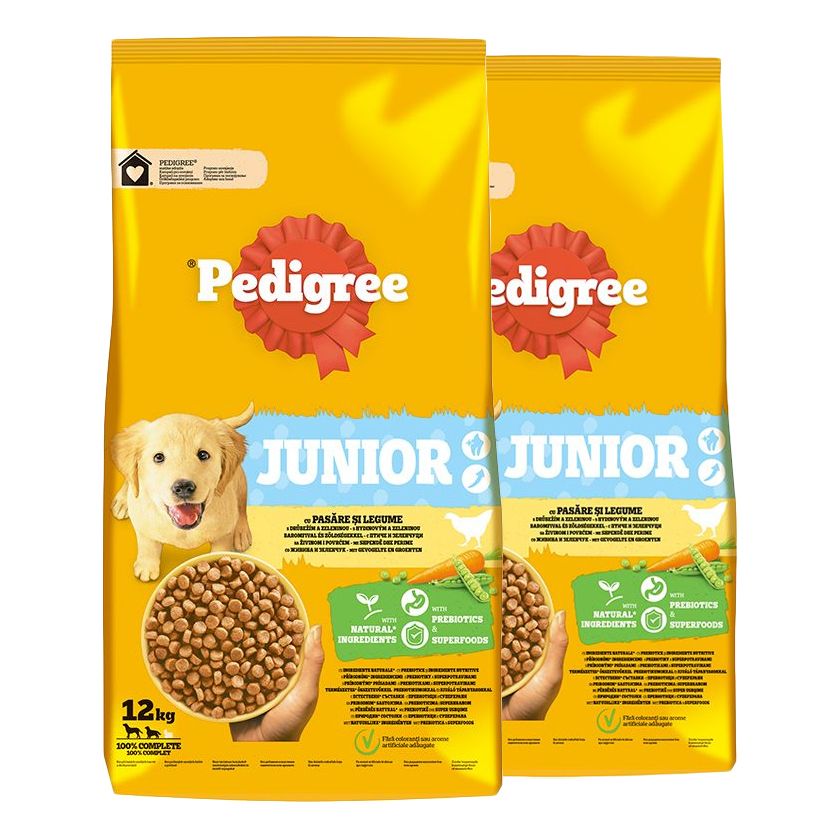 Pedigree Junior s piletinom i povrćem 2 x 12 kg