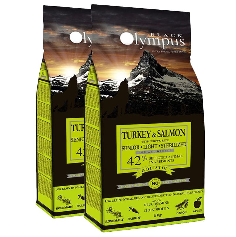 Black Olympus Senior, Light, Sterilized - Turkey & Salmon 2 x 12 kg