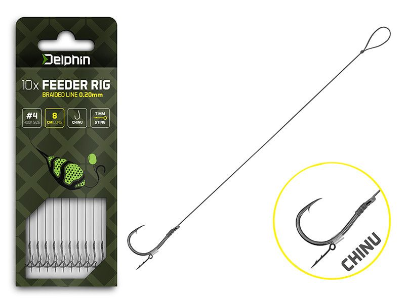 Delphin Feeder Braided Sting / 10x / 8cm/0,20mm/Chinu 6