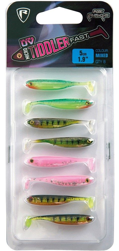 Fox Rage UV Micro Tiddler Fast Mixed Colour Pack 5cm 8x