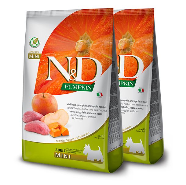 Farmina N&D dog GF PUMPKIN adult mini, divlja svinja & jabuka 2 x 7 kg
