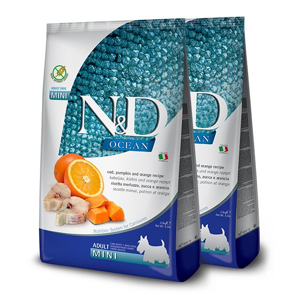 Farmina N&D dog GF OCEAN PUMPKIN adult mini codfish & orange 2 x 7 kg