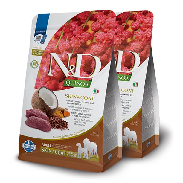 Farmina N&D dog GF QUINOA Medium/Maxi, Skin & Coat Jelenja 2 x 7 kg