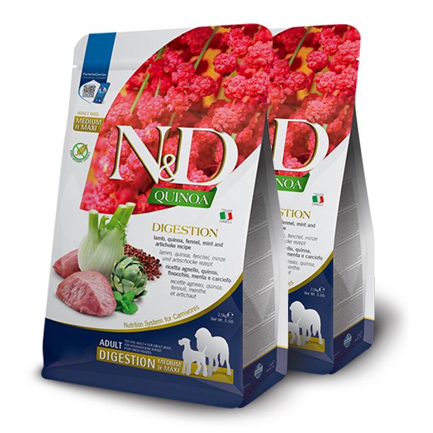 Farmina N&D dog GF QUINOA Medium & Maxi Digestion Jagnjetina 2 x 7 kg