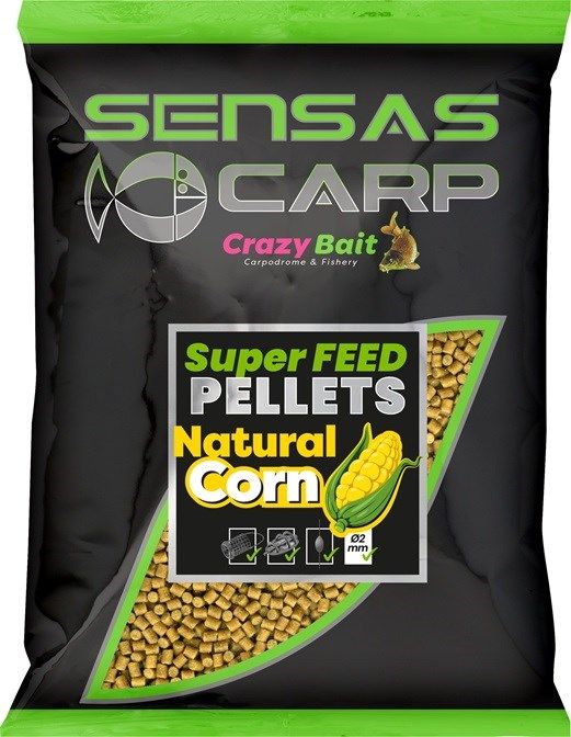 Sensas CARP Super Feed pelete 2mm/650g Natural Corn