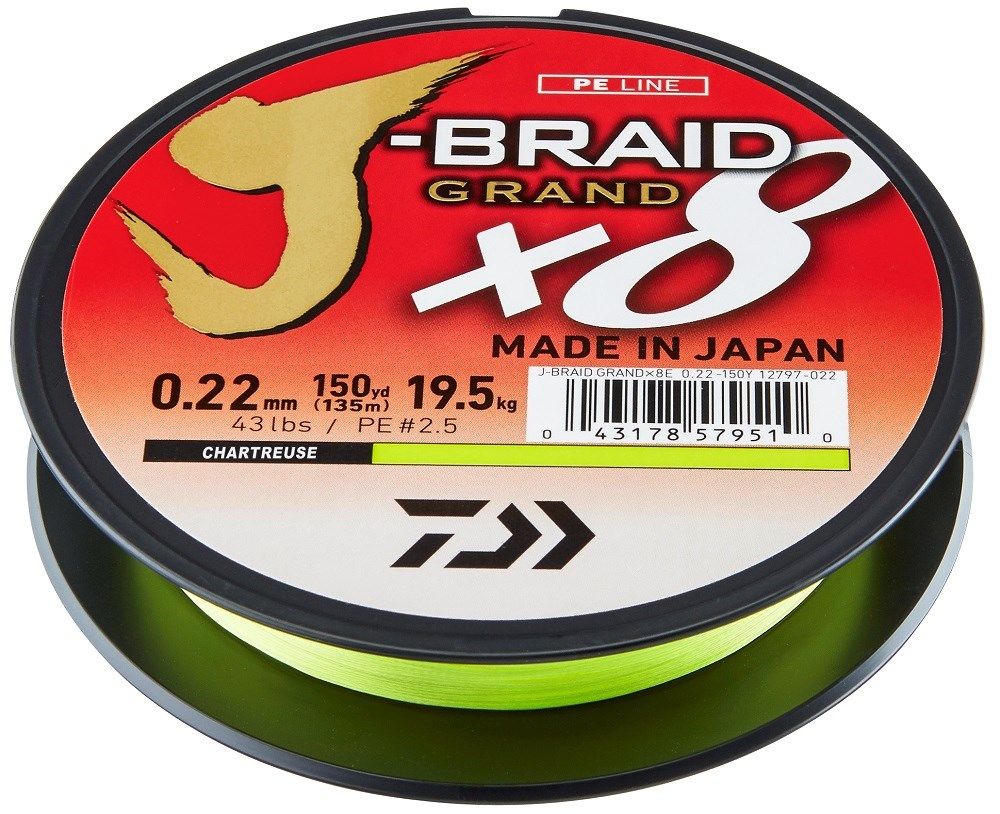 Daiwa J-Braid GRAND X8 0,16mm/135m Chartreuse