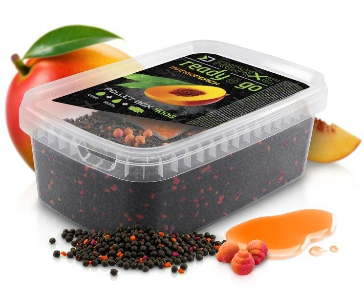 Delphin Reaxe READY&GO Pellet box + Booster + Wafters Mango-Peach