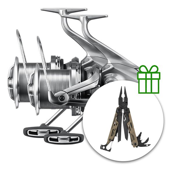 2x Shimano Aero Technium MgS 14000 XSD + Leatherman Signal GRATIS