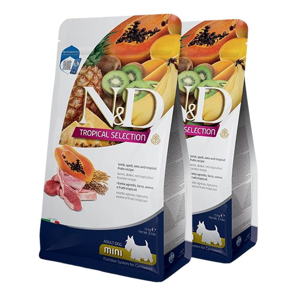 Farmina N&D dog TROPICAL SELECTION (AG) adult mini, janjetina 2 x 5 kg
