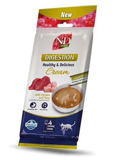 Farmina N&D Quinoa Cat Digestion Healthy & Delicious Cream with Chicken & Tuna 4 x 15 g