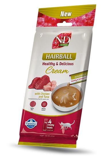 Farmina N&D Quinoa Cat Hairball Healthy & Delicious Cream with Chicken & Tuna 4 x 15 g