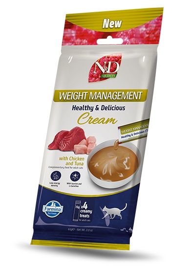 Farmina N&D Quinoa Cat Weight Management Healthy & Delicious Cream with Chicken & Tuna 4 x 15 g
