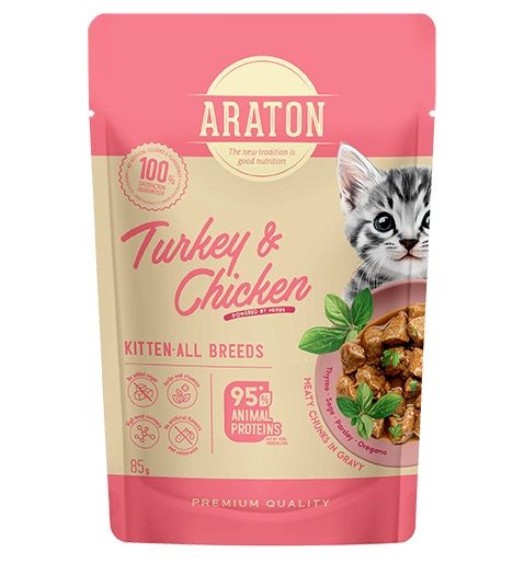 ARATON cat Kitten vrećica Turkey & Chicken 85 g