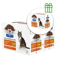 Hill's Prescription Diet s/d kapsička za njegu mokraćnog sustava za mačke 12 x 85 g, 2+1 GRATIS