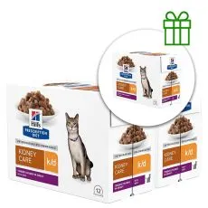 Hill's Prescription Diet k/d njega bubrega vrećica za mačke s govedinom 12 x 85 g, 2+1 GRATIS