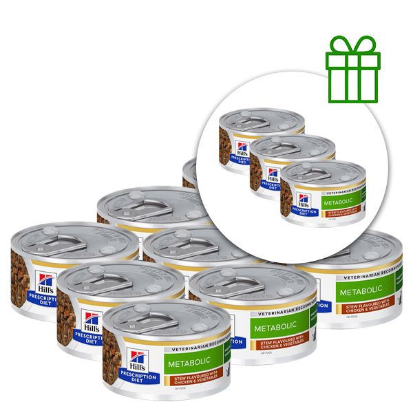 Hill's Prescription Diet Metabolic Stew Regulacija tjelesne mase konzerva mačka 82 g, 9+3 GRATIS