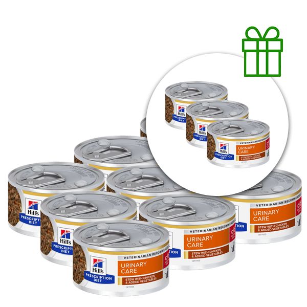 Hill's Prescription Diet Feline Stew c/d Urinary Stress s piletinom i povrćem 82 g, 9+3 GRATIS