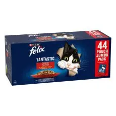 Vrečice FELIX Fantastic Multipack - s govedinom, piletinom, patkom i janjetinom u želeu 44 x 85 g