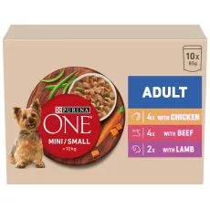 Purina ONE Mini Dog Adult vrećice za pse piletina, govedina, janjetina u umaku 10x85 g