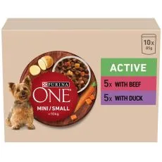 PURINA ONE MINI Pasja Aktivna Govedina i Patka u Sosu 10 x 85 g