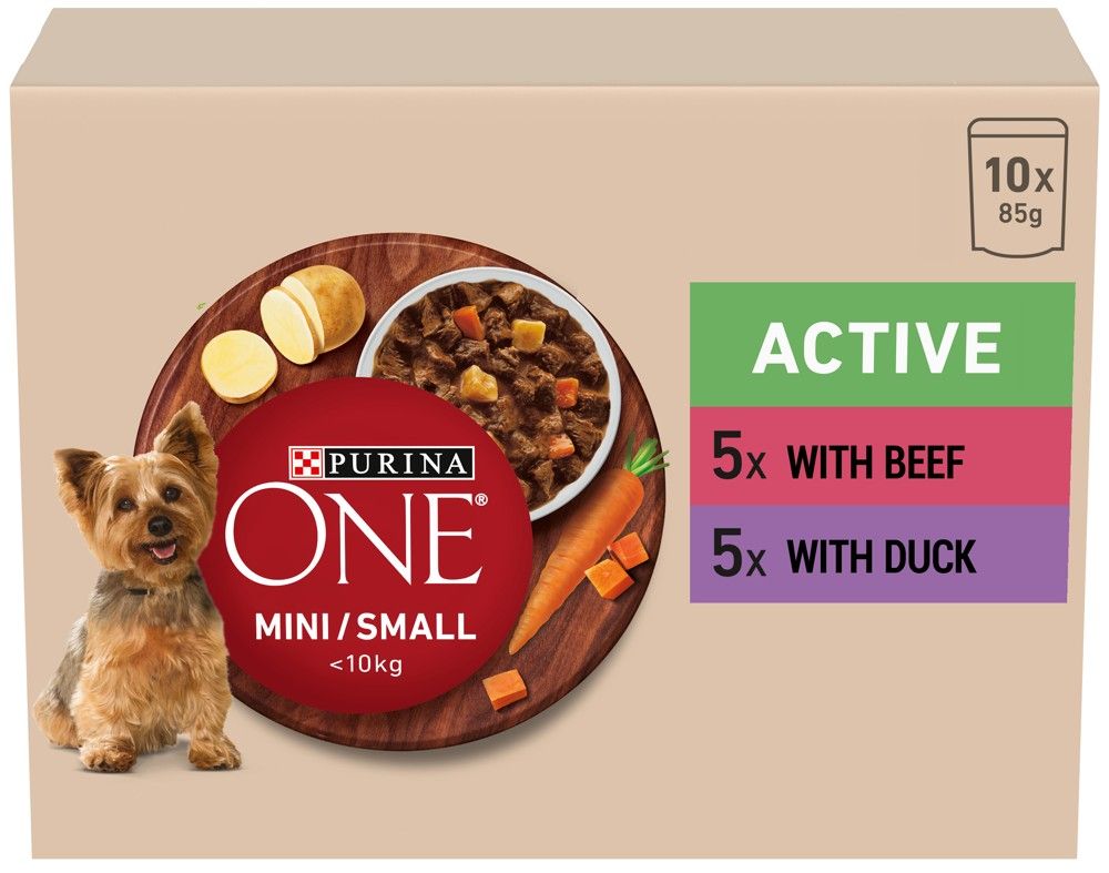 PURINA ONE MINI Pasja Aktivna Govedina i Patka u Sosu 10 x 85 g